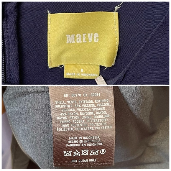 Anthropologie Maeve Navy Blue shift dress mini length size 8 preowned - Picture 6 of 7